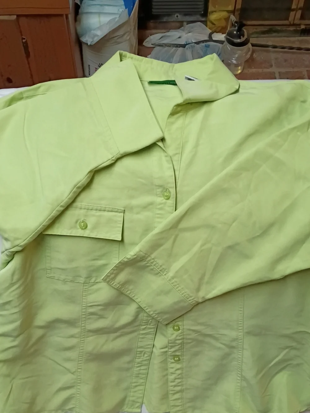 Casual Lime Green Womans 3/4 Sleeve Shirt